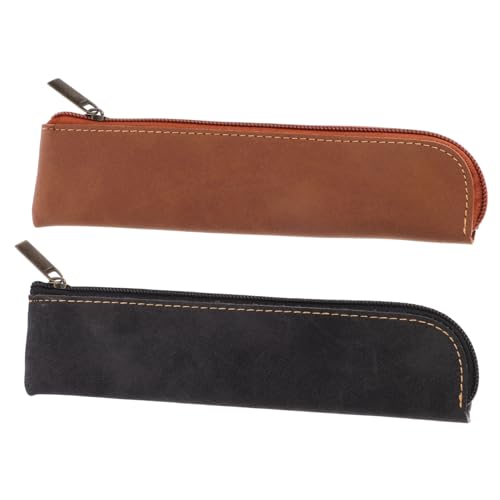 SEWACC 2stücke Federmäppchen Aus Pu Mit Reißverschluss Schmal Für Damen Platz Für Stifte Lineale Notizen Radiergummis Als Kosmetiktasche Münztasche Reise-Organizer Praktisch Und von SEWACC