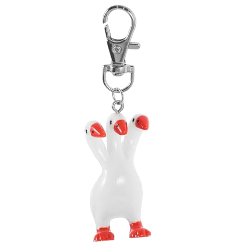 SEWACC 3-Köpfiger Gans-Schlüsselanhänger Lustiger Tier-Anhänger Schlüsselanhänger Gänse-Anhänger Schlüsselhalter Für Damen Handtasche Rucksack Schmuck von SEWACC