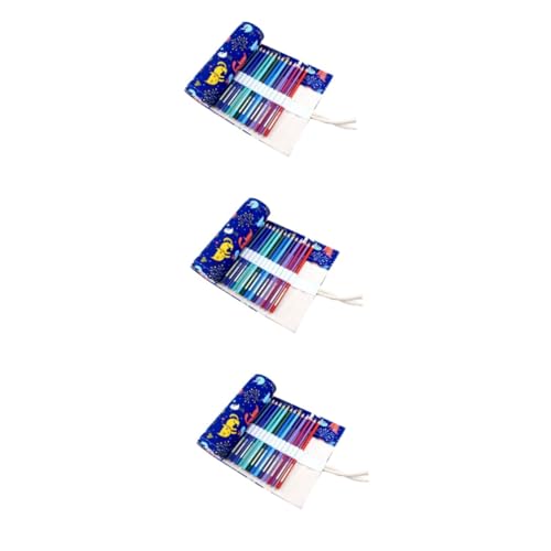 SEWACC 3 Stück Bleistift Aufbewahrungs Organizer Strick Bleistifthalter Rollender Bleistifthalter Tragbarer Bleistiftbeutel Katzenmuster Tasche von SEWACC