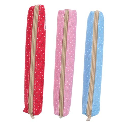 SEWACC 3 Stück Teiliges Federmäppchen Candy Farben Robustes Canvas Vielseitig für Schule Büro Reisen Kosmetik Schlüssel Organizer für Mädchen von SEWACC