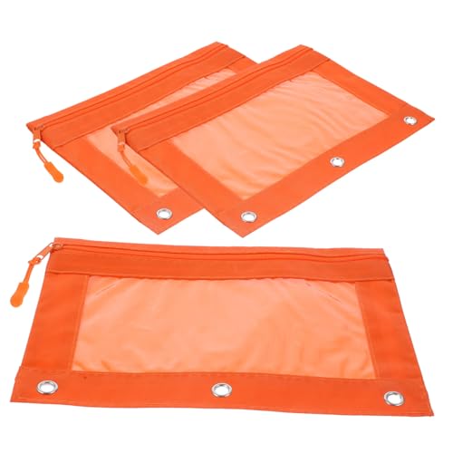 SEWACC 3 Stück Transparente Federmäppchen mit Reißverschluss Großer Kapazität Polyester Binder Taschen für Büro Schule Zuhause Organizer für Stifte und Dokumente Robust Praktisch von SEWACC