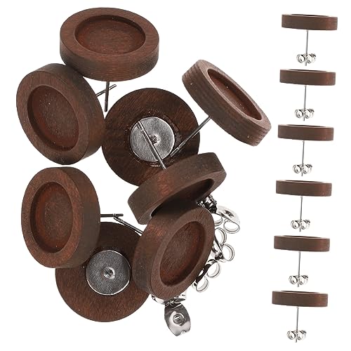 SEWACC 30 Stück Teiliges Holz Ohrstecker Basis Runde Ohrringrohlinge mit Edelstahlstift DIY Schmuckherstellung Ohrringfassung Zubehör für Damen und Herren von SEWACC