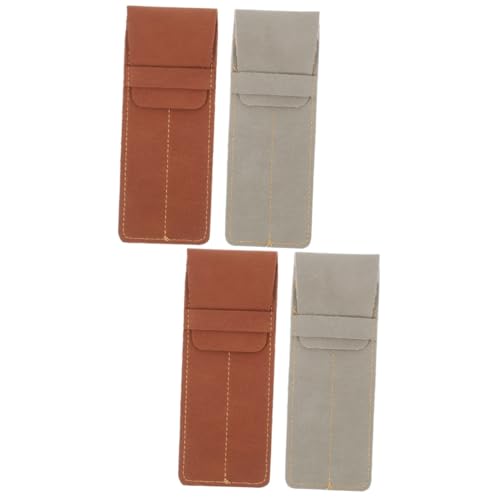 SEWACC 4 Stück Etui doppelmäppchen federmäppchen rollmäppchen Lederstiftbeutel federmape Stift Schutztasche Taschen für Füllfederhalter Stifttaschen Stifthülsen Stifthülle aus Leder von SEWACC