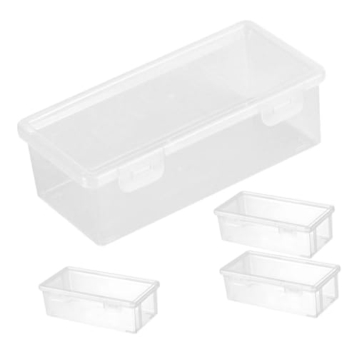 SEWACC 4 Stück Große Transparente Kunststoff Stiftebox mit Sicherem Schnappverschluss Stapelbar Hoher Fassungsvermögen Stabiler Federmäppchen Organizer für Schule und Bürobedarf von SEWACC