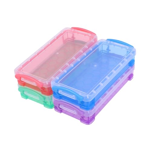 SEWACC 4er Set Multifunktionale Transparente Stiftebox Aus Kleine Für Schule Und Büro Ideal Für Schreibwaren Und Kunstbedarf Farben Variabel von SEWACC
