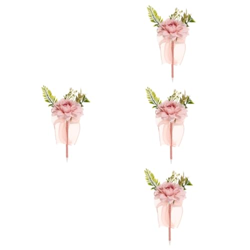 SEWACC 4 Stück Muttertags Kugelschreiber Künstliche Blumen Der Simulationsstift Blumenstrauß Stift Muttertag Zarter Kugelschreiber Schreibstift Dekorativer Stift Kunststoff Rosa von SEWACC