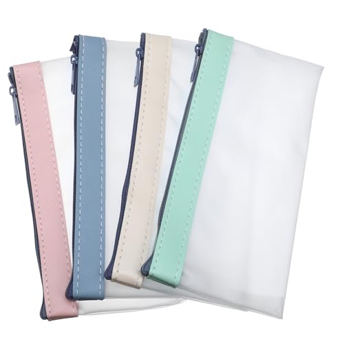 SEWACC 4 Stück Stifttaschen Geldbeutel Bleistift-Organizer Münzen Tasche Make -up -Beutel für Stiftbehälter Kosmetik Make-up-Organizer- Bankn Etui TPU von SEWACC