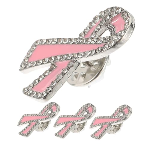 SEWACC 4 Stück Teiliges Brustkrebs Awareness Broschen mit Strass Langlebige Legierung Anstecknadeln Rotes Band Design Awareness Pins für Brustkrebspatientinnen und Gesundheitsbewusstsein von SEWACC