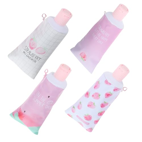 SEWACC 4 Stück Teiliges Federmäppchen in Ästhetischem Zahnpasta Design PU Material Große Kapazität Multifunktional Praktisch und Langlebig Stylische Stifttasche für Mädchen und Schule von SEWACC