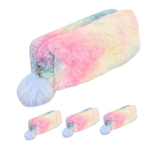 SEWACC 4 Stück Teiliges Flauschiges Federmäppchen mit Farbverlauf Weiche Plüsch Federtasche mit Reißverschluss Niedliche Stifttasche für Mädchen und Frauen Vielseitiger Organizer für von SEWACC