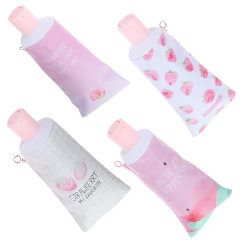 SEWACC 4 Stück Teiliges PU Federmäppchen in Zahnpasta Design Kleine Süße Stifttasche für Mädchen Langlebig und Praktisch Großer Stauraum für Schreibwaren Trendiges von SEWACC