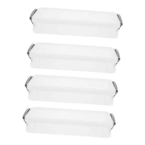 SEWACC 4 Stück Teiliges Stifteboxen aus Kunststoff mit Großem Fassungsvermögen Transparente Multifunktionale Aufbewahrungsboxen für Bleistifte Zeichenstifte und Schulbedarf Sicherer von SEWACC