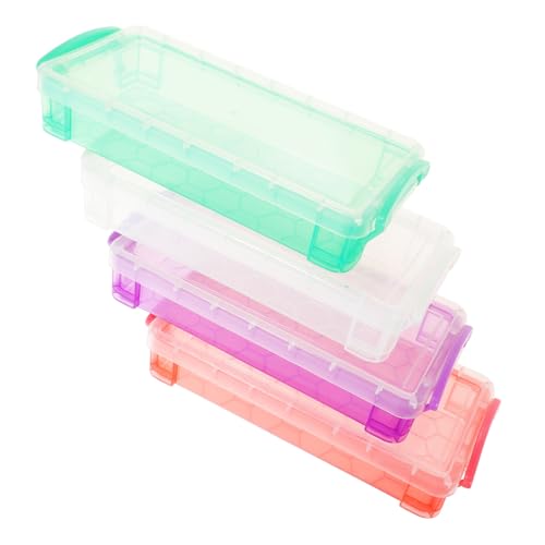 SEWACC 4 Stück Teiliges Transparentes Kunststoff Stiftebox Multifunktionale Aufbewahrung für Schüler Geräumig für Stifte Bleistifte Radierer Praktische Schreibwaren Organizer von SEWACC