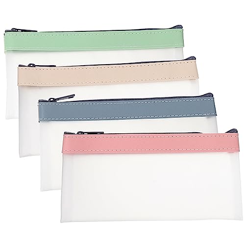 SEWACC 4stücke Teiliges Federmäppchen Transparente Stiftetui Für Schüler Und Erwachsene Große Kapazität TPU Reißverschluss Für Schreibwaren Und Kosmetik Vielseitig Einsetzbar von SEWACC