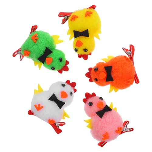 SEWACC 5stücke Plüsch Hühner Haarklammern Für Mädchen Süße Tier-haarclips Als Party-dekoration Für Ostern Frühlingsgeburtstage Und Familientreffen von SEWACC