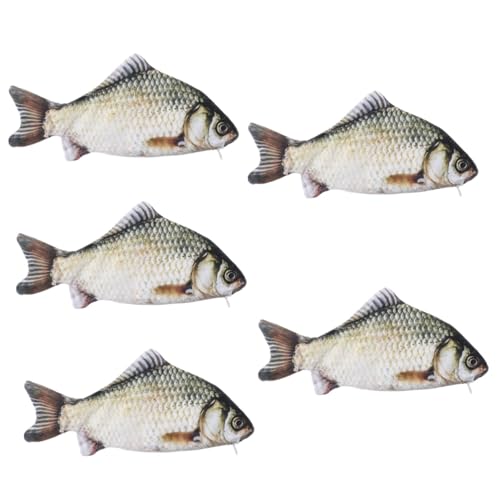 SEWACC 5 Stück Simulierter Fisch Stiftbeutel Fischform Federmäppchen Stiftetui Schreibwarenhalter Fischform Beutel Fisch Geldbörse Stiftbehälter Schreibwaren Organizer Großes von SEWACC