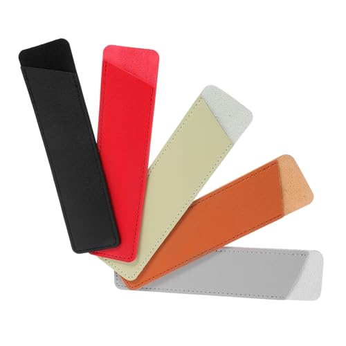 SEWACC 5 Stück Teiliges Leder Stiftetui Große Kapazität Schützender Füllfederhalter Beutel Vielseitige Federtasche für Kugelschreiber und Bleistifte in Schwarz Rot Braun von SEWACC