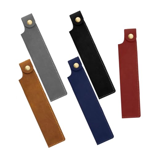 SEWACC 5 Stück Teiliges Vintage PU Leder Stiftetui Weich Strapazierfähig für Erwachsene Schüler und Berufstätige Retro Stiftbeutel für Füller und Kugelschreiber von SEWACC