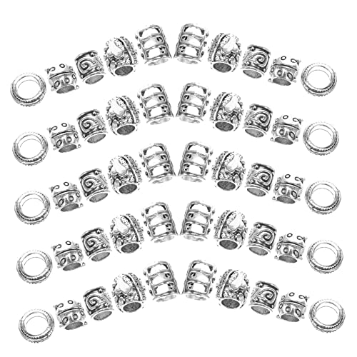 SEWACC 50 Stück Teiliges Dreadlock Beads Dreadlock Haarschmuck Metall Ringe für Zöpfe Haarschmuck Frauen Styling Zubehör Party Braids Zubehör von SEWACC
