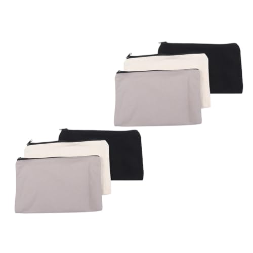 SEWACC 6 Stück Multifunktionale Leinwand Stifttaschen mit Reißverschluss Große Kapazität Aufbewahrungsbeutel für Kosmetik und Schreibwaren Tragbare Organizer für Schule Büro und Reisen von SEWACC