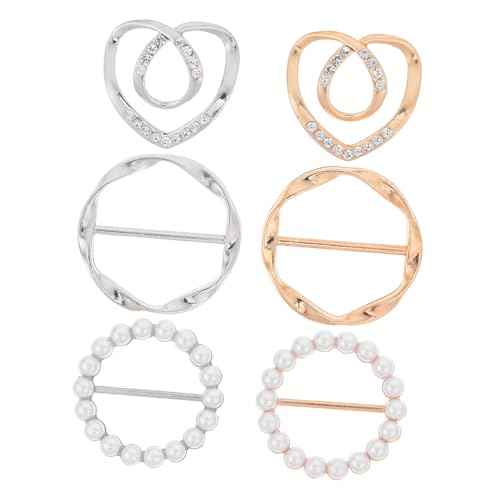 SEWACC 6 Stück Teiliges Damen Schal Ring Clips mit Perlen und Strass Runde und Herzförmige Seidenschal Schnallen Leichte Tragbare T Shirt Clips für und Lässige Outfits von SEWACC