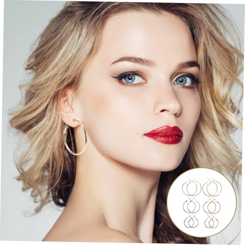 SEWACC 6 Stück Teiliges Große Kreisförmige Ohrhänger Damen Minimalistische Metall Creolen Leicht Elegant für Alltag Party und Dating in Gold und Weiß von SEWACC