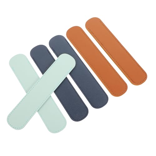 SEWACC 6 Stück Teiliges PU Leder Stifthalter Einzelhalter für Füllfederhalter und Kugelschreiber Leichtes Praktisches Etui in Blau und Braun für Schule Büro von SEWACC