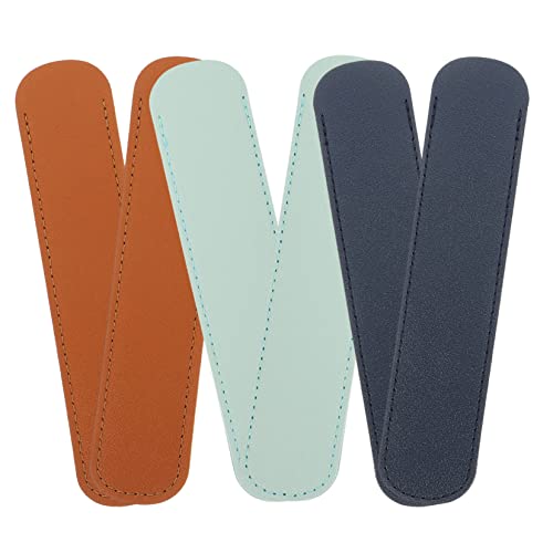 SEWACC 6 Stück Teiliges PU Leder Stifthalter Federmäppchen Federtasche für Kugelschreiber und Füllfederhalter Leichtes Tragbares Stiftsleeve Dunkelblau Hellblau und Dunkelbraun für von SEWACC