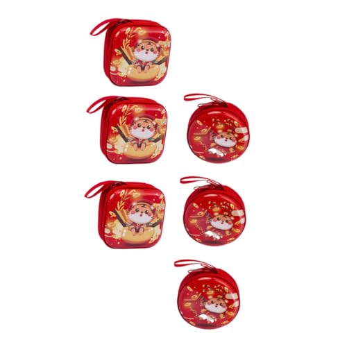 SEWACC 6 Stück Teiliges Tigerjahr Münzbeutel aus Weißblech Festliche Quadratische und Runde Kleingeldbeutel mit Chinesischem Neujahrsmotiv Leichter Reise aufbewahrungsbeutel für Münzen von SEWACC