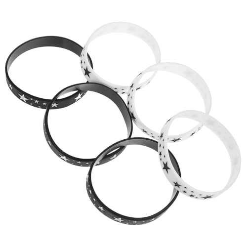 SEWACC 6 Stück Teiliges Tragbare Silikonarmbänder mit Sternmuster Unisex Diy Armbänder Schwarz und Weiß für Musikfestivals Partys und Veranstaltungen von SEWACC