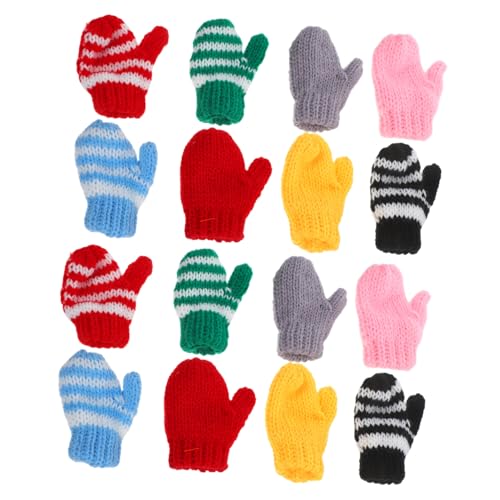 SEWACC 8 Paare Mini Strickhandschuhe Mehrfarbig Bunte Puppenzubehör DIY Bastelset Für Rollenspiel Handliche Stoffhandschuhe Jungen Mädchen Kreative Miniatur Knit Accessoires von SEWACC
