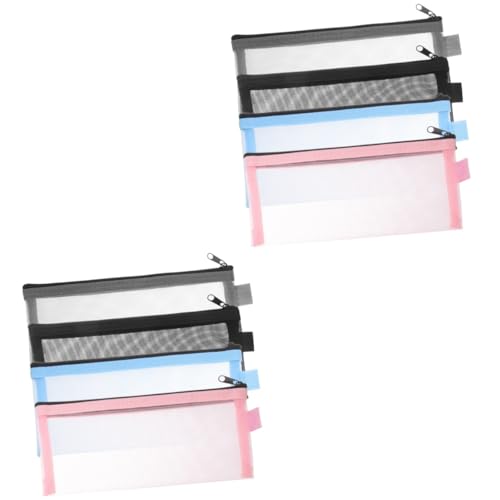 SEWACC 8 Stück Transparentes Netz Federmäppchen Aufbewahrungstasche Bleistifttaschen Mit Reißverschluss Kleine Bleistifttasche Netz Aktentaschen Mit Reißverschluss Transparente von SEWACC