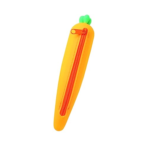 SEWACC Karotten Form Bleistift Tasche Aus Silikon Für Schule Mit Reißverschluss Federmappe Für Stifte Radiergummis Und Schreibwaren Organizer von SEWACC