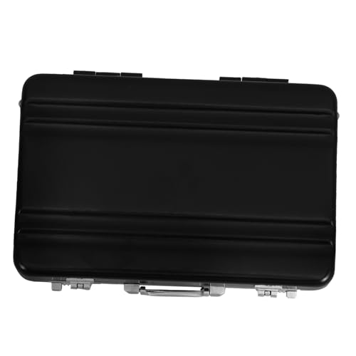 SEWACC Aluminium Kartenetui in Koffervorm Robuster Business Card Organizer mit Großem Fassungsvermögen Tragbare Visitenkartenbox für Büro und Unterwegs Eleganter Name Cards Case Schwarz von SEWACC