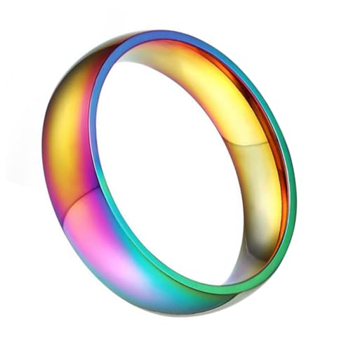 SEWACC Bunter Titanstahl Regenbogenring Damen Modischer Wasserdichter Schmuck Elegante Oberfläche Auffälliges Accessoire für Alltag und Besondere Anlässe SEWACC Bunter Titanstahl Regenbogenring Damen Modischer Wasserdichter Schmuck Elegante Oberfläche Auffälliges Accessoire für Alltag und Besondere Anlässe von SEWACC