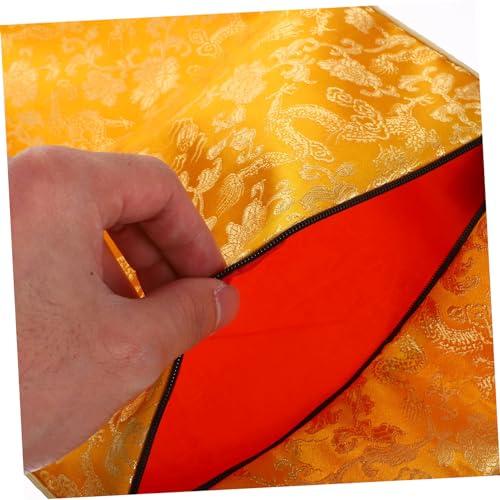 SEWACC Chinesische Stil Zipper Tasche Gelb Drachenmuster Vielseitige Aufbewahrungstasche für Bibel Notizen Stifte Portable Große Schreibwaren Tasche mit Reißverschluss und Griff von SEWACC