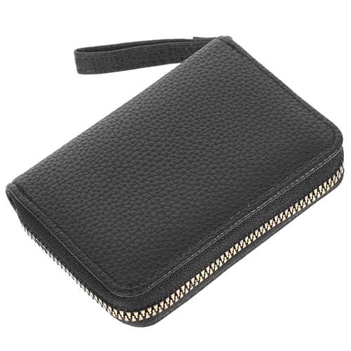 SEWACC Damen Portemonnaie mit Reißverschluss Große Kapazität Mehrere Kartenfächer Münzfach Kleines PU Kartenetui Schwarz Modisches Kartenhalter Wallet für Frauen Alltag von SEWACC