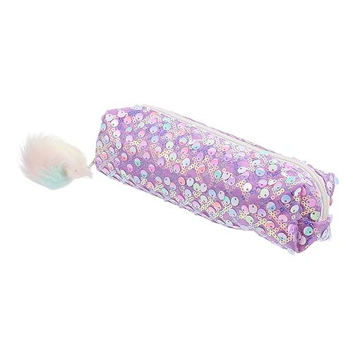 SEWACC Glitzer Federmäppchen für Studenten Stylish Pencil Organizer Lila mit Großem Stauraum für Schreibutensilien und Kosmetik Aufbewahrung für Schule und Alltag von SEWACC