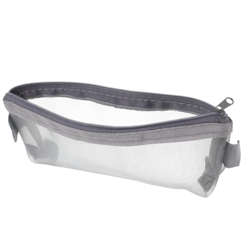 SEWACC Große Transparente Mesh Stifttasche mit Reißverschluss Doppelstöckiger Organizer für Stifte und Schreibwaren Leicht Robust und Vielseitig für Schule und Büro Graue von SEWACC