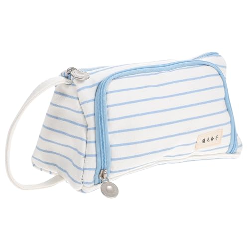SEWACC Großes Canvas Federmäppchen mit Reißverschluss Handliche Stifte Tasche aus Langlebigem Material Fächer für Schule und Büro Geschenkidee für Freunde Blau SEWACC Großes Canvas Federmäppchen mit Reißverschluss Handliche Stifte Tasche aus Langlebigem Material Fächer für Schule und Büro Geschenkidee für Freunde Blau von SEWACC