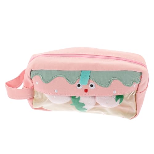 SEWACC Großes Erdbeer Federmäppchen mit Reißverschluss Süßes Leichtes Reißfestes Mäppchen für Schule und Büro Geräumige Waschbare Zeichentasche für Mädchen und Schüler von SEWACC