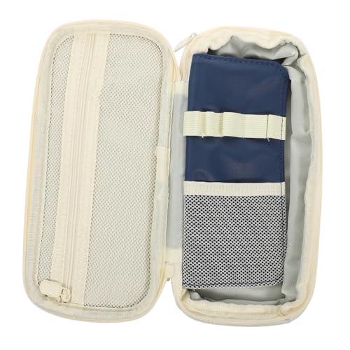 SEWACC Großes Federmäppchen Damen Canvas Pencil Bag mit Mehrschichtigem Design Bleistift Kosmetiktasche für Schule Büro Langlebiger Organizer mit Viel Stauraum Geschenk für Mädchen und von SEWACC