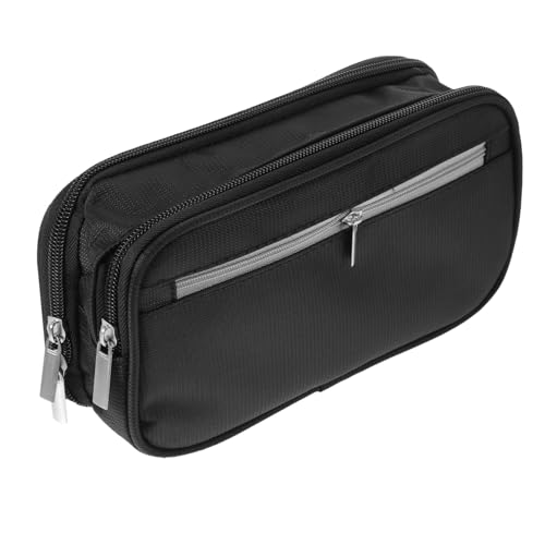 SEWACC Großes Federmäppchen mit DREI Fächern Multifunktionale Stifttasche für Schule und Büro Handliche Langlebige Schreibwaren Aufbewahrungstasche in Schwarz von SEWACC