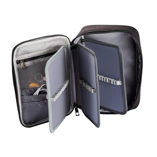 SEWACC Großes Federmäppchen mit Fächern Portable Federtasche für Buntstifte und Stifte Reißverschluss Stifteetui Leichter Stiftehalter für Schule Büro und Künstlerbedarf Schwarz von SEWACC