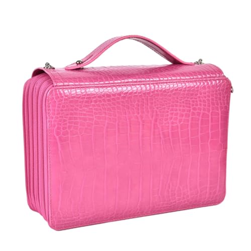 SEWACC Großes Federmäppchen mit Tragegriff Langlebiger Pencil Storage Holder aus Robustem Material Multifunktionale Stationery Bag für Schule und Büro Praktisches Zeichenzubehör in Rosa von SEWACC