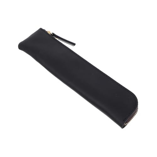 SEWACC Großes Leder Stiftetui Retro Stil Weiches Federmäppchen für Zeichenstifte und Marker Tragbares Stifteetui für Schüler Handgefertigt Hochwertiges Leder Schwarz von SEWACC