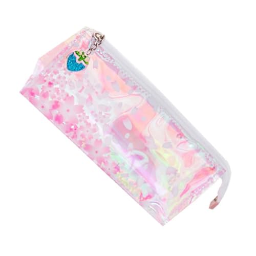 SEWACC Großes Transparentes Federmäppchen Stiftetui mit Reibungslosem Reißverschluss Robuster Großer Kapazität Kreativer Pinker Schreibwarenbeutel für Schüler und Mädchen von SEWACC