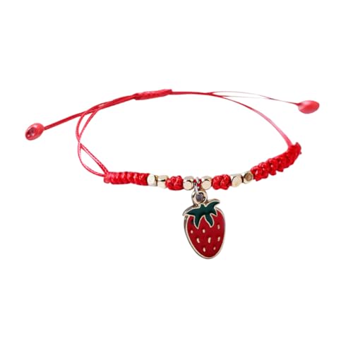 SEWACC Handgefertigtes Erdbeer freundschaftsarmband Geflochtenes Seilarmband Süßes Obst design Damen Schmuck Für Täglichen Gebrauch von SEWACC