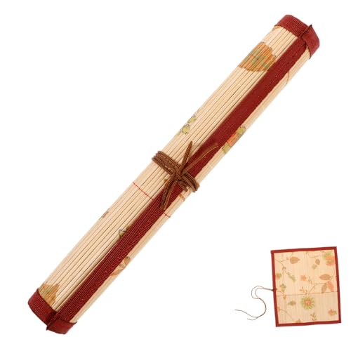 SEWACC Handgemachte Bleistiftrolle Bambus Praktischer Kalligraphie Organizer für Schüler Hohe Tragbare Stifttasche zur Aufbewahrung Schreibutensilien von SEWACC