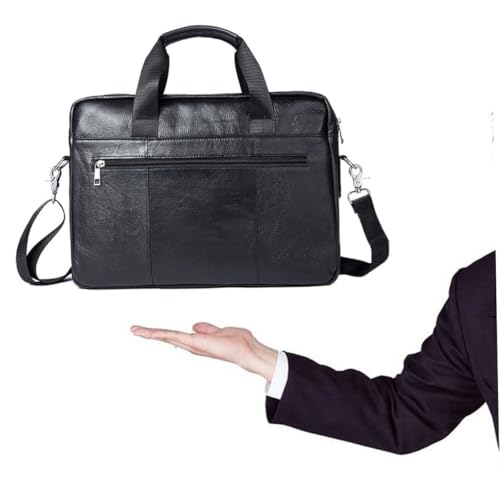 SEWACC Herren Business Aktentasche aus Hochwertigem Leder Große Kapazität Schultertasche Multifunktionale Umhängetasche für Geschäftsreisen und Alltag Eleganter Schwarzer Handtaschen von SEWACC